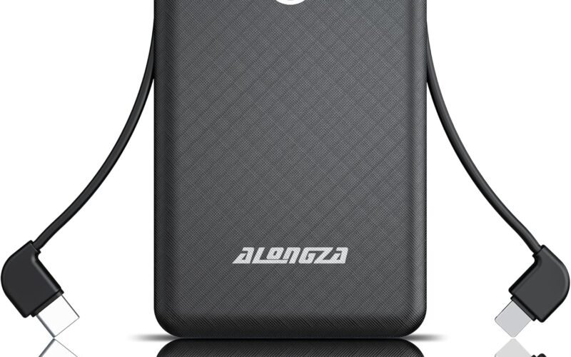 Alongza Portable Charger Small Size Built in Cable