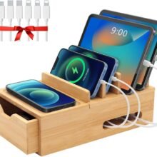 Bamboo Charging Station for Multiple Devices, Desk