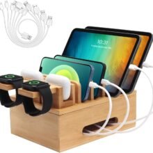 Bamboo Charging Stations for Multi Devices, Wood