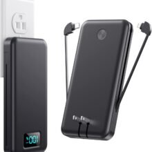 Portable Charger with Built-in Cables & AC Wall