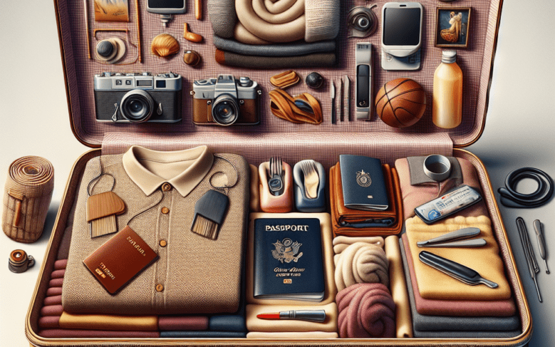 Organized suitcase with travel essentials for a European adventure.