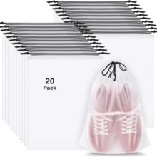 20 Pack Shoe Bags for Travel, 15.7" x 11.8" Clear