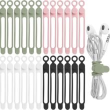 Nearockle 24Pcs Silicone Cable Straps Cord