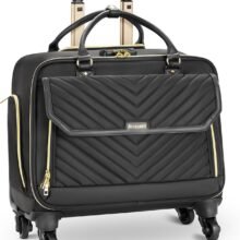 Rolling Briefcase for Women with 4 Spinner Wheels